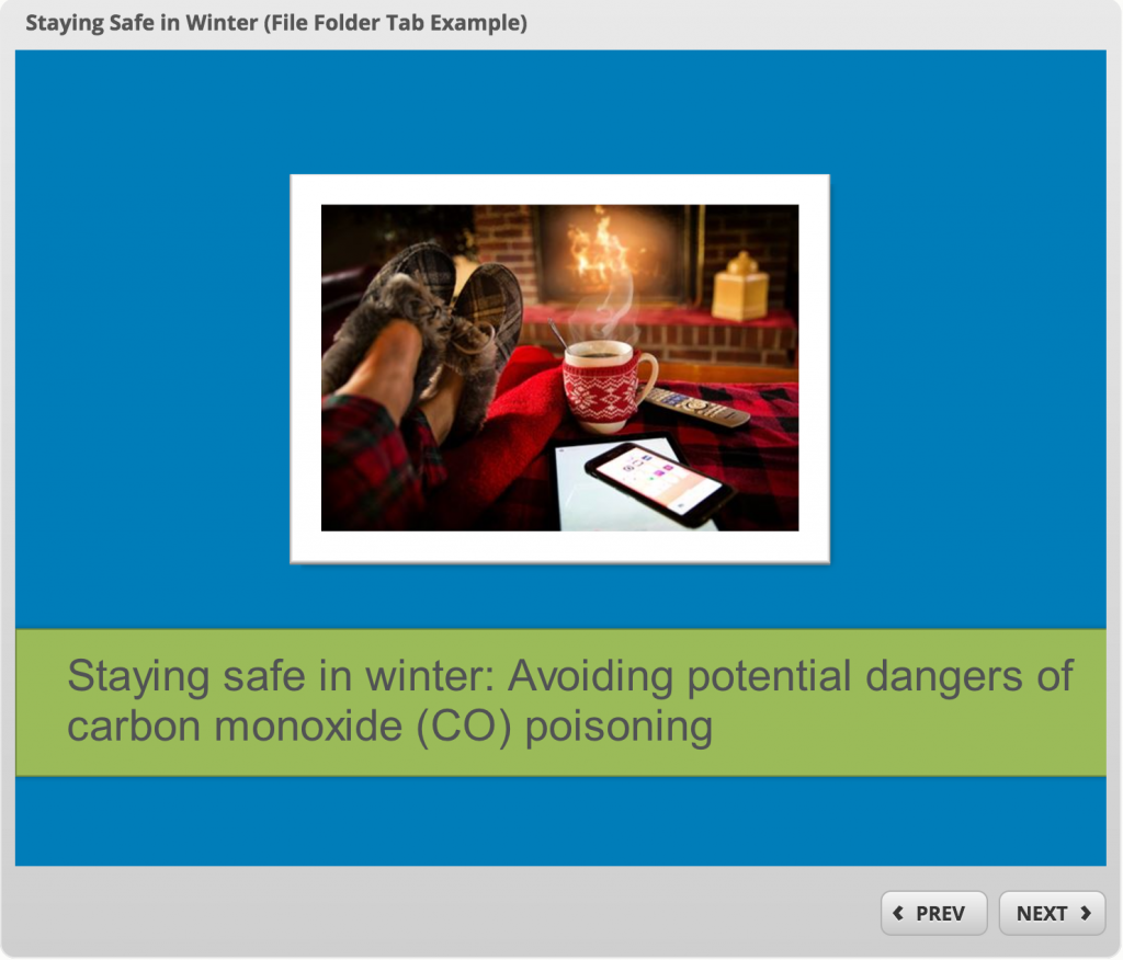 Click here for an example of a elearning using a file folder set up